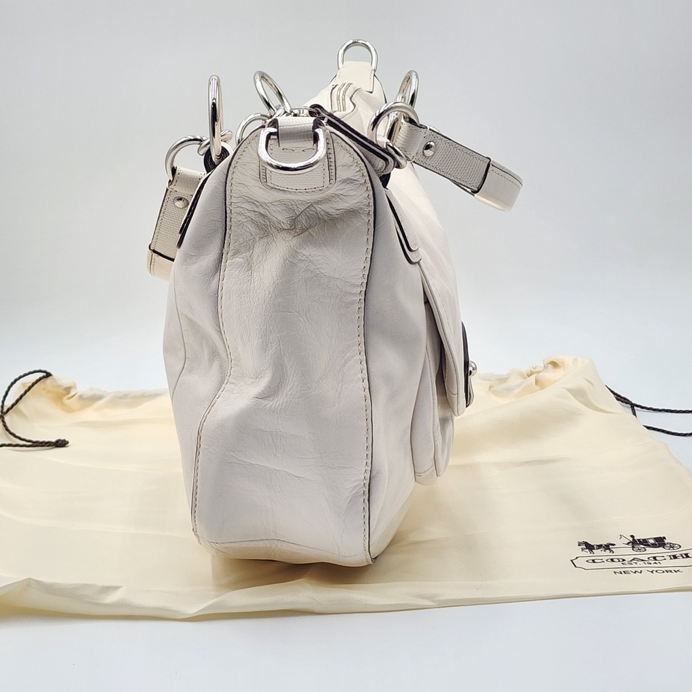 Coach Kristin Round Satchel White Nappa Leather Crossbody Strap Dustbag 19295 - Picture 4 of 16